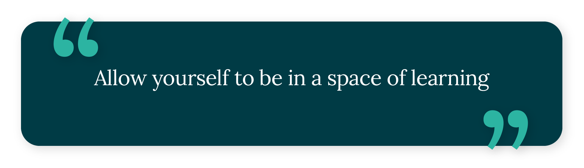 Allow yourself to be in a space of learning
