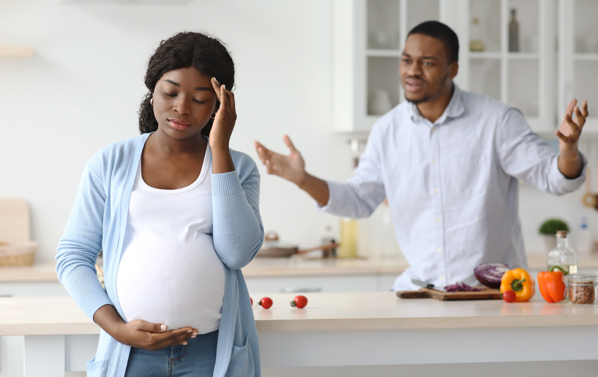 Pregnant woman stressed 